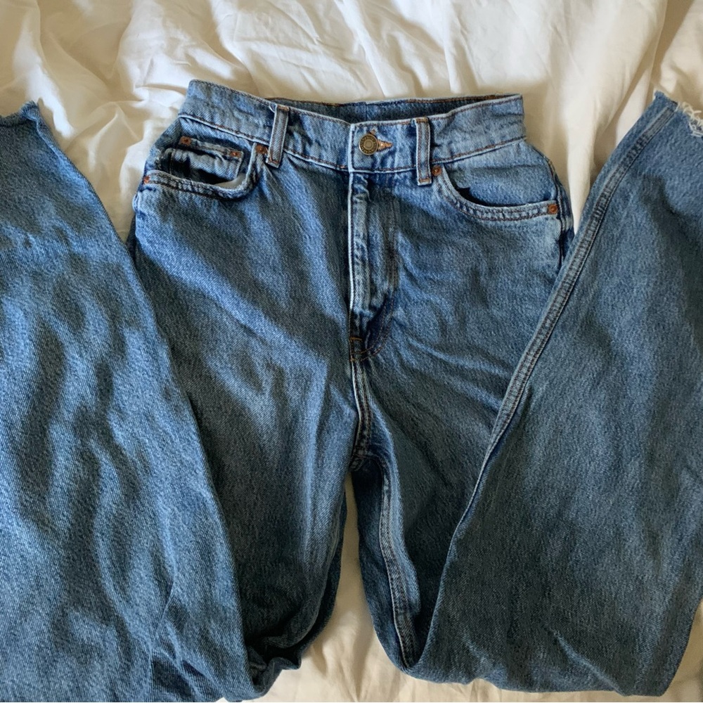 Zara 90s Full Length Jeans Medium Blue
